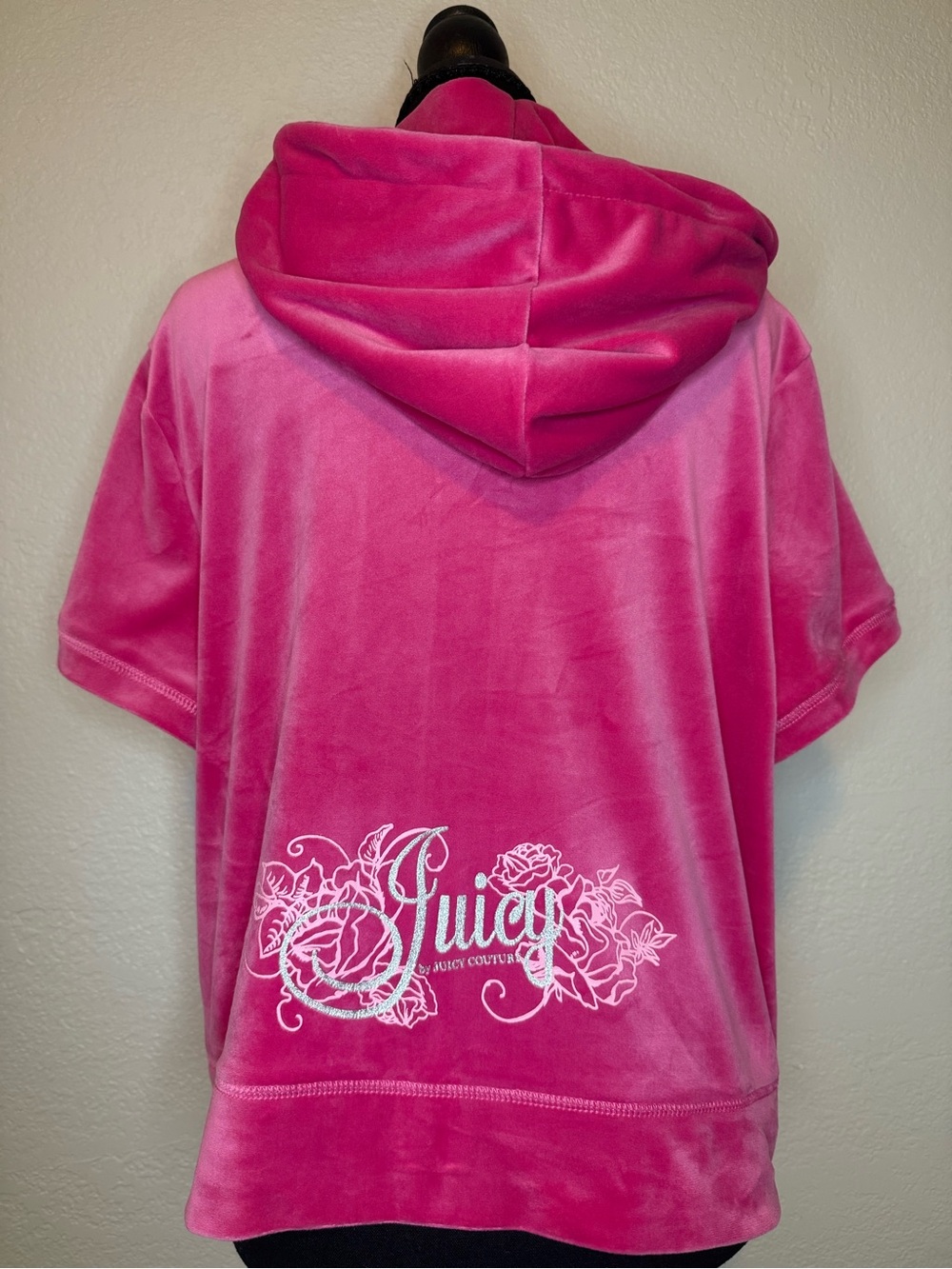 Juicy Couture Hot Pink Velour Hooded Short Sleeve Jacket